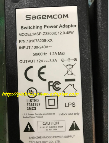 NEW SaGeMCOM 19107209-XX FOR MSP-Z3800IC 12.0-48W SWITCHING POWERT AC DC ADAPTER SUPPLY! - Click Image to Close