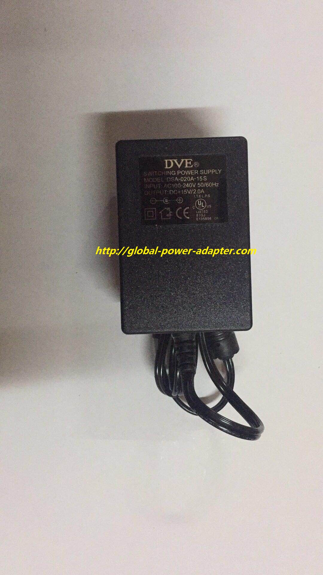 NEW DVE DSA-020A-15S SWITCHING POWERT AC DC ADAPTER SUPPLY! - Click Image to Close