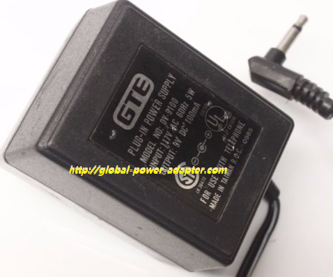 NEW GTE Output 9V DC 100mA FOR DV-9100 AC Plug in Power Supply Adapter Charger - Click Image to Close