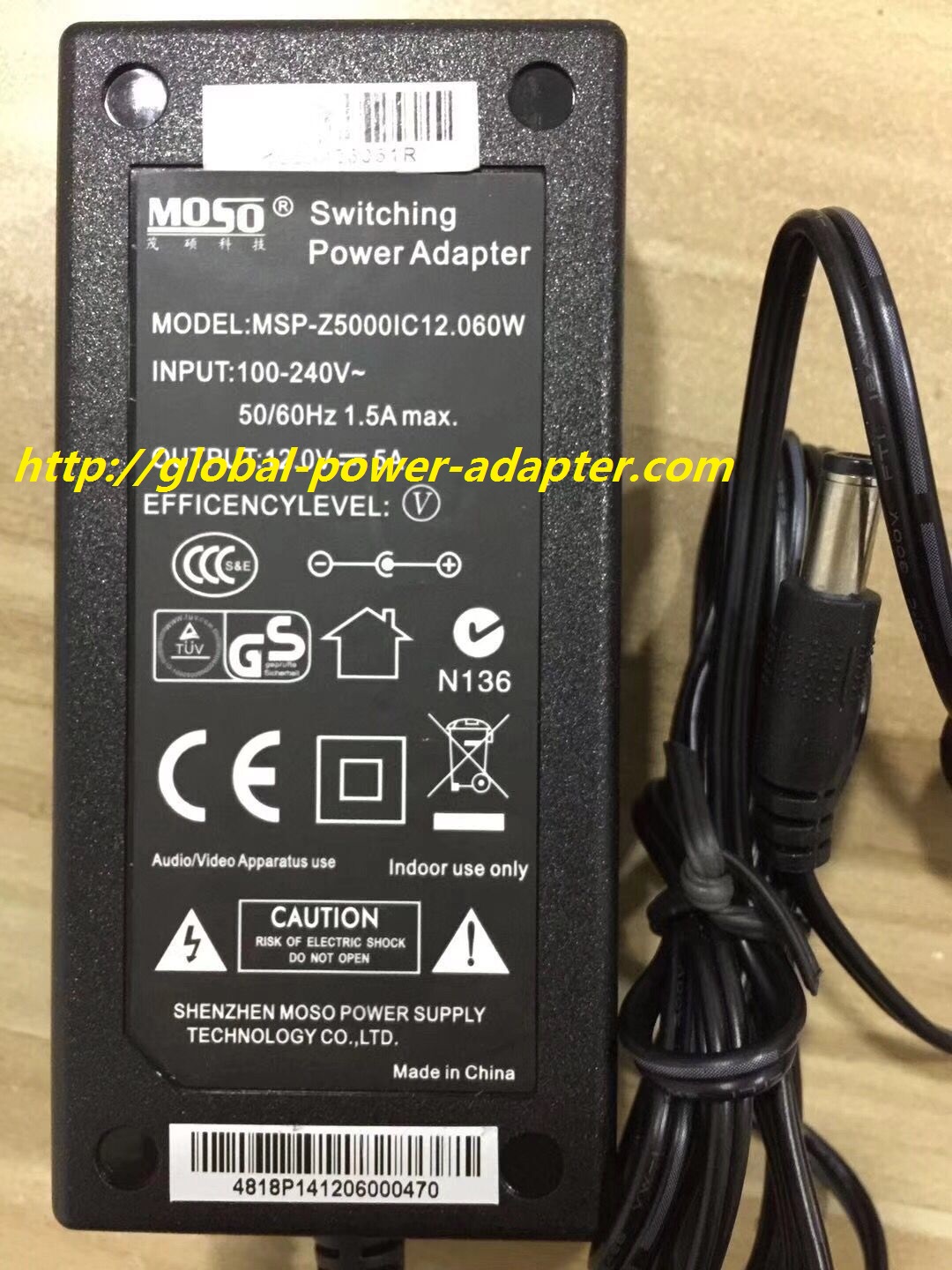 NEW MOSO MSP-Z5000IC12.060W AC/DC Charger Adapter Power Supply