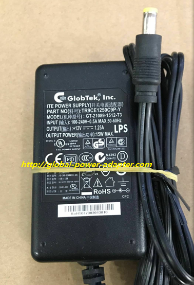 NEW GLOBTEK TR9CE1250C9P-Y FOR GT-21089-1512-T3 SWITCHING POWERT AC DC ADAPTER SUPPLY!