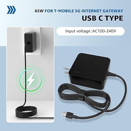 Power Adapter for T-Mobile 5G Internet Gateway for Arcadyan KVD21 Power Cord, USB Type C (5FT) Conn