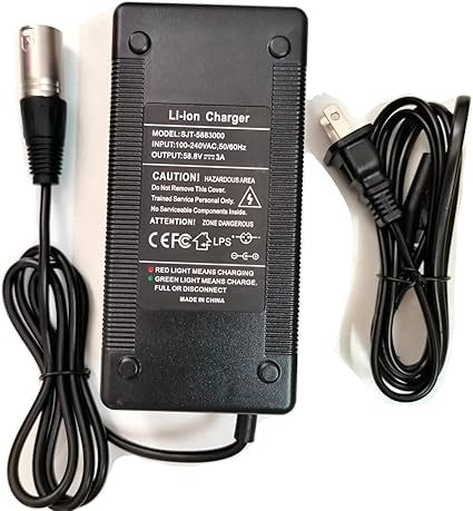 [Verified Fit] 52 Volt Electric Charger 3-Pin XLR, for Juiced CrossCurrent RipCurrent HyperScorpion