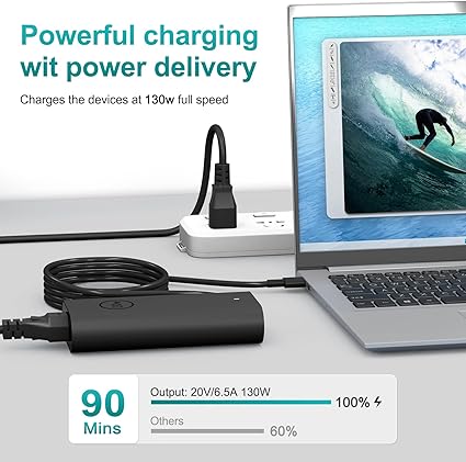 130W USB C Laptop Charger Compatible with Dell XPS 15 17 9575,Precision chrger 5750 5570 5550 5530 3