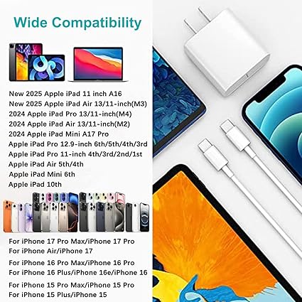 iPad Fast Charger,iPad Charger Fast Charging USB C Wall Chargers Block Plug Type C 6FT USB C to C Ch