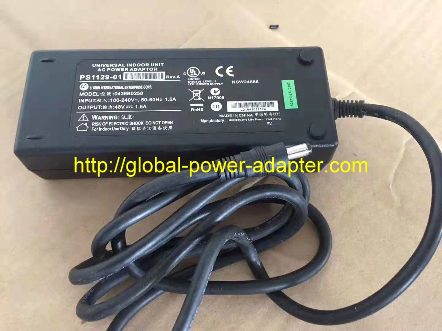 *Brand NEW* 48V 1.5A 0438B0258 AC DC Adapter POWER SUPPLY