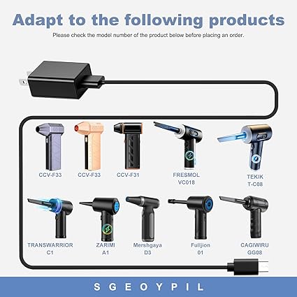 Charger Compatible with CCV F33 F31 for FRESMOL ‎VC018 Handheld Cordless Electric Mini Blower Chargi