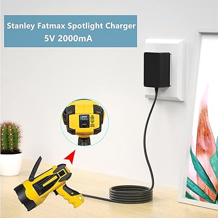 Replacement for Stanley Fatmax Spotlight Charger Compatible with Stanley SL10LEDS SL10LEDSL 5V Flash