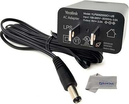 Yealink PS5V2000US Power Supply Adapter 5V 2A - Compatible with Yealink SIP Phones: T54W, T29G, T46S