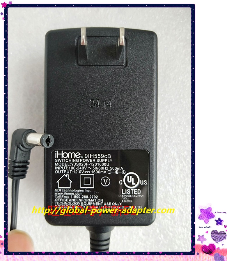 *Brand NEW* GENUINE Original ihome 12V 1.6A 1600mA FOR 9lH559cB YJS020F-1201600U AC DC Adapter POWER